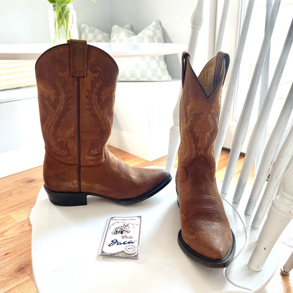 Cowboy Boots US 6 1/2 EE Leather Western Ranch Rodeo Botas Jaca - Picture 1 of 14